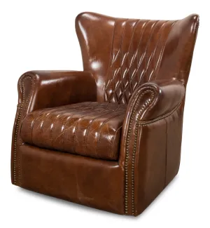 Bugatti Leather Swivel Chair