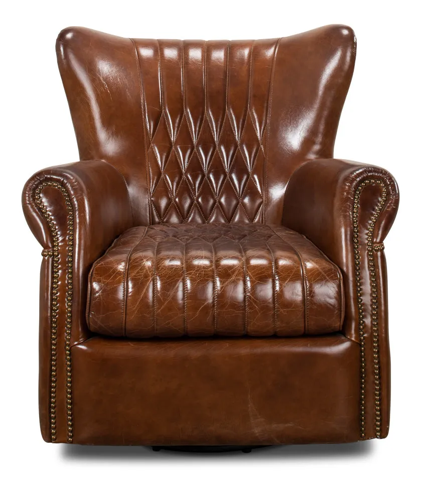 Bugatti Leather Swivel Chair