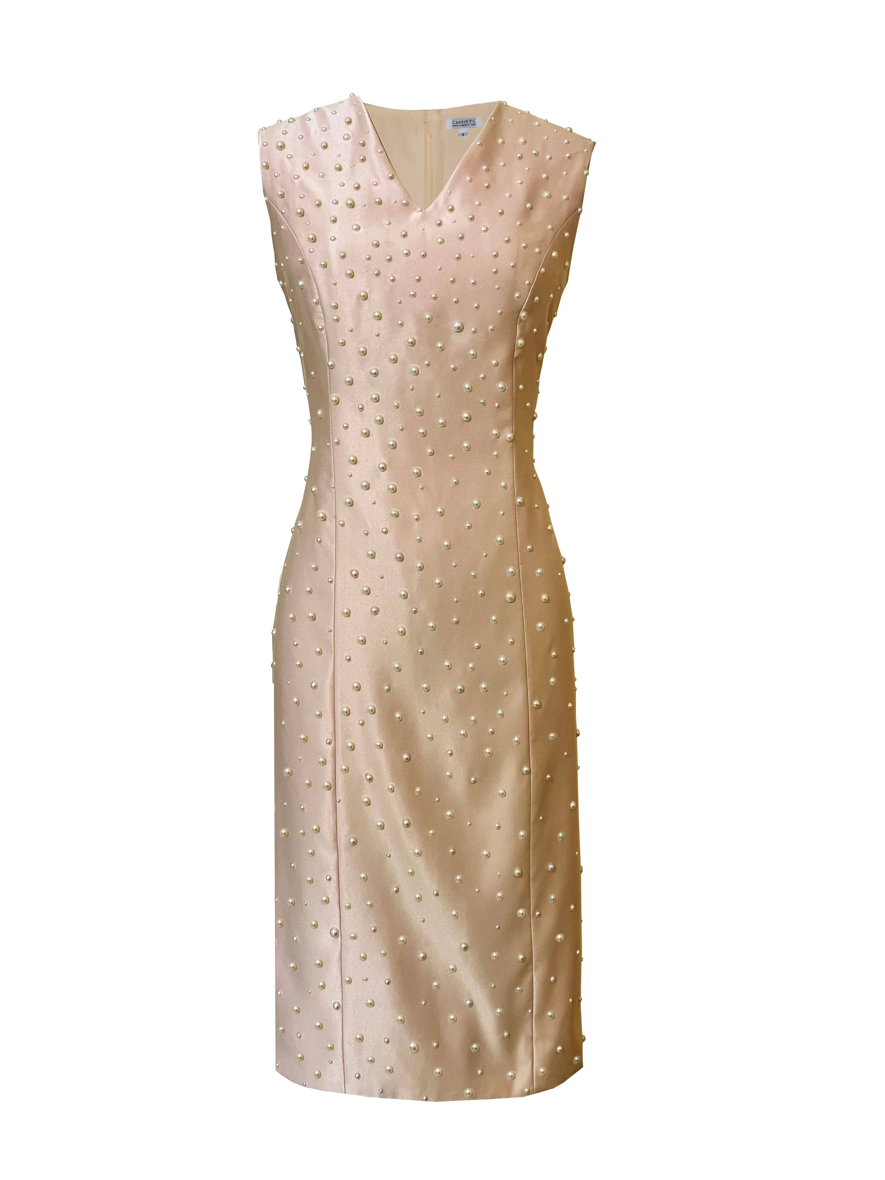CaeliNYC Malibu Pearl Embellished Sheath Dress