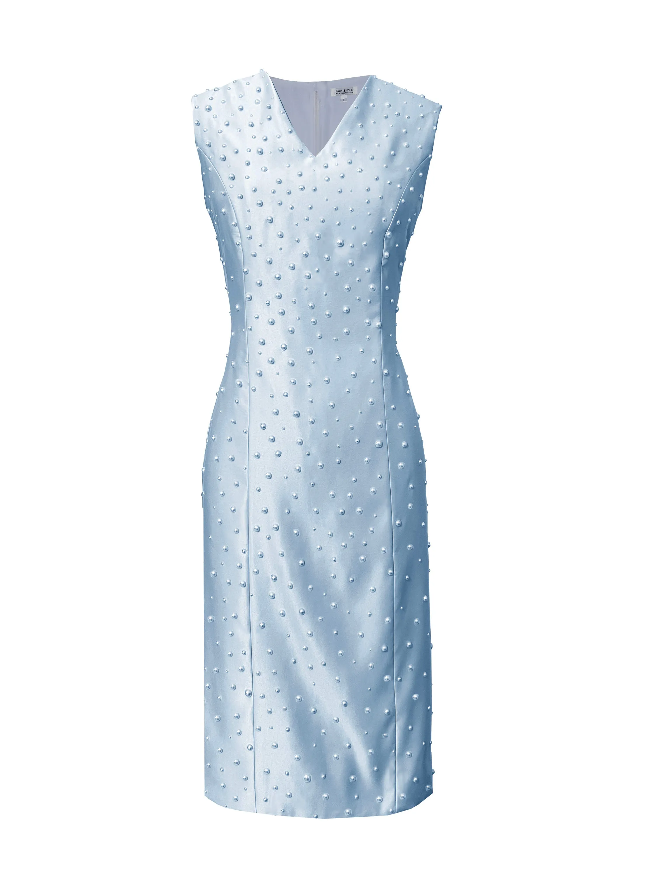 CaeliNYC Malibu Pearl Embellished Sheath Dress