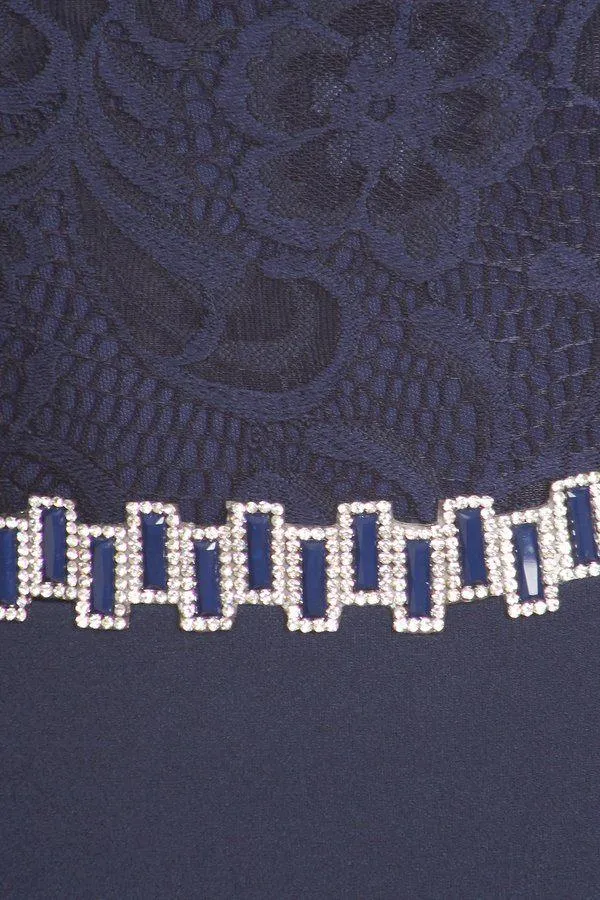 Celavie 6374 Beaded Waist Long Dress with Long Bell Sleeves