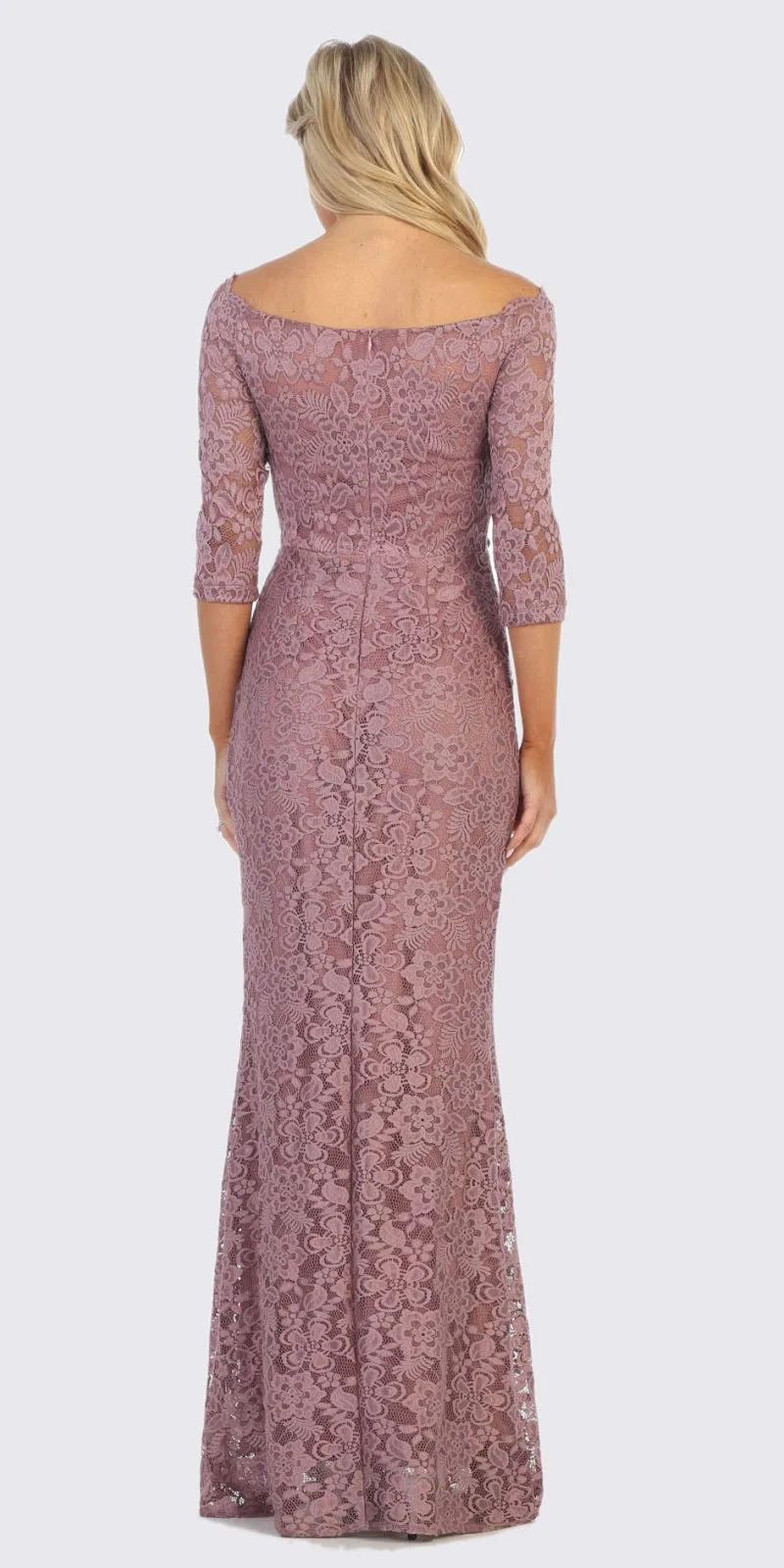 Celavie 6390L Off-Shoulder Long Formal Dress Beaded Waist