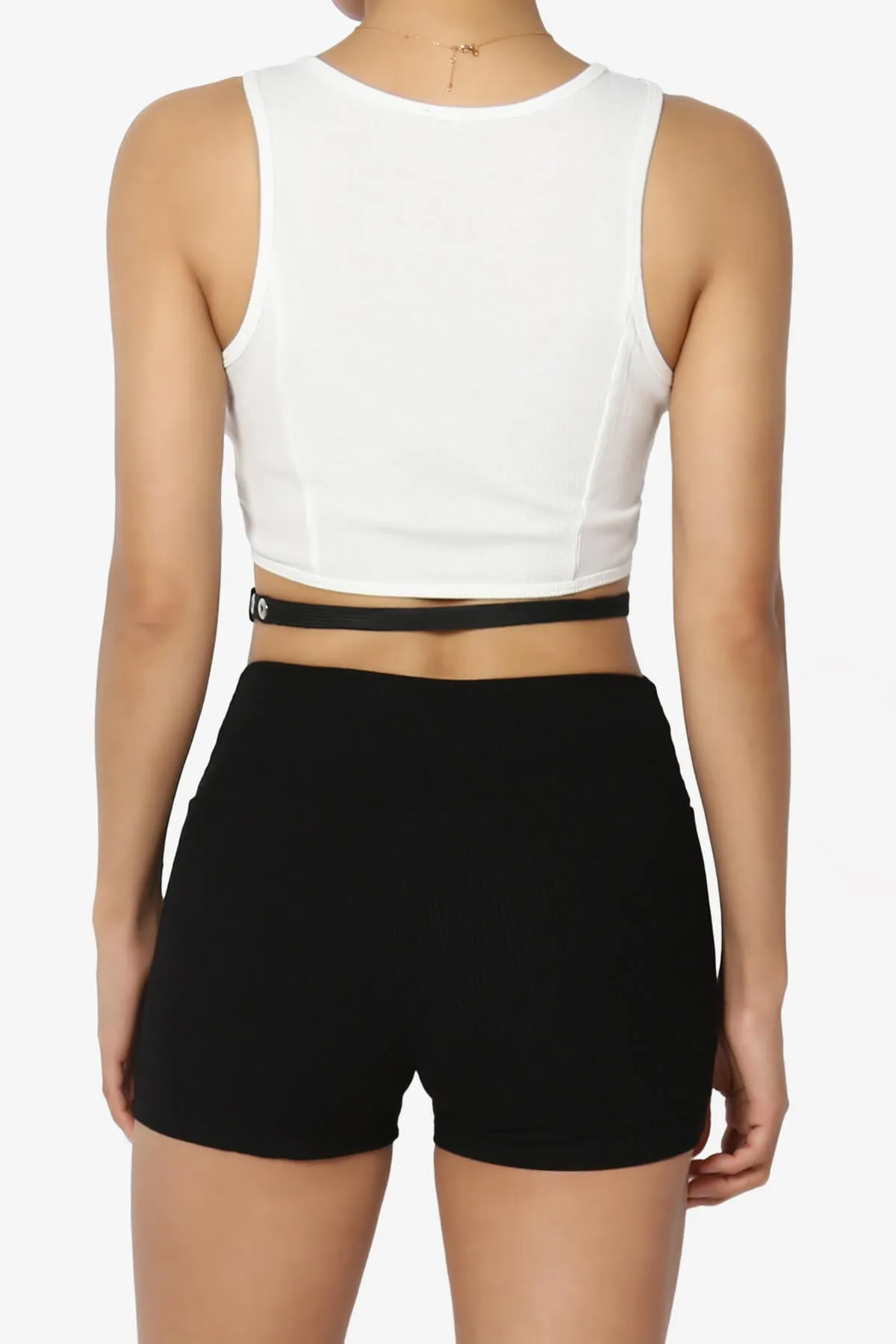 Charlotte Ribbed Crop Tank Top w Belt