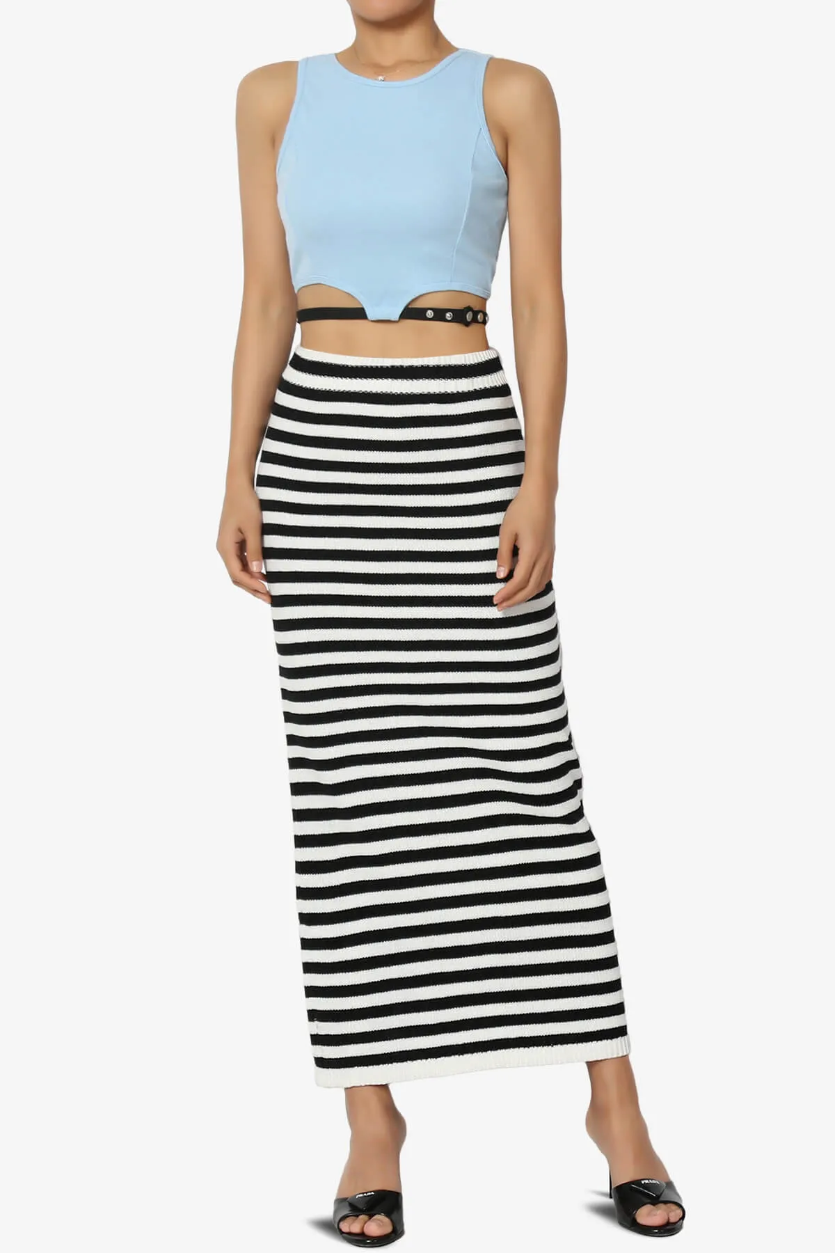 Charlotte Ribbed Crop Tank Top w Belt