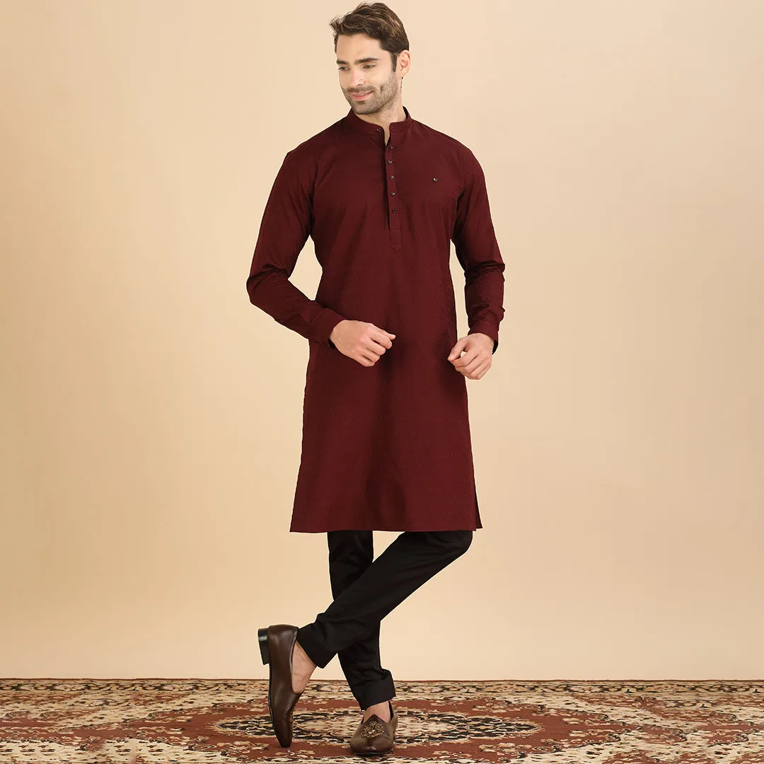 Charm Classic Maroon Plain Kurta