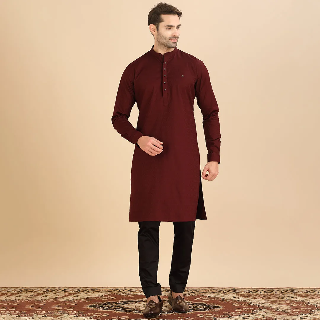 Charm Classic Maroon Plain Kurta