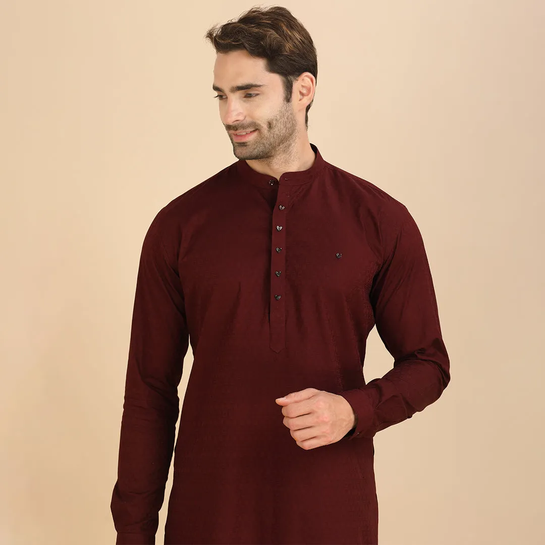 Charm Classic Maroon Plain Kurta