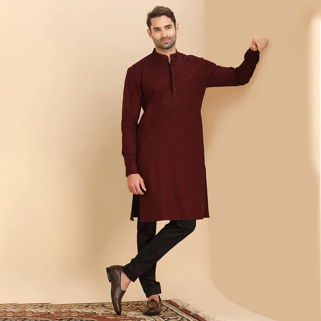 Charm Classic Maroon Plain Kurta
