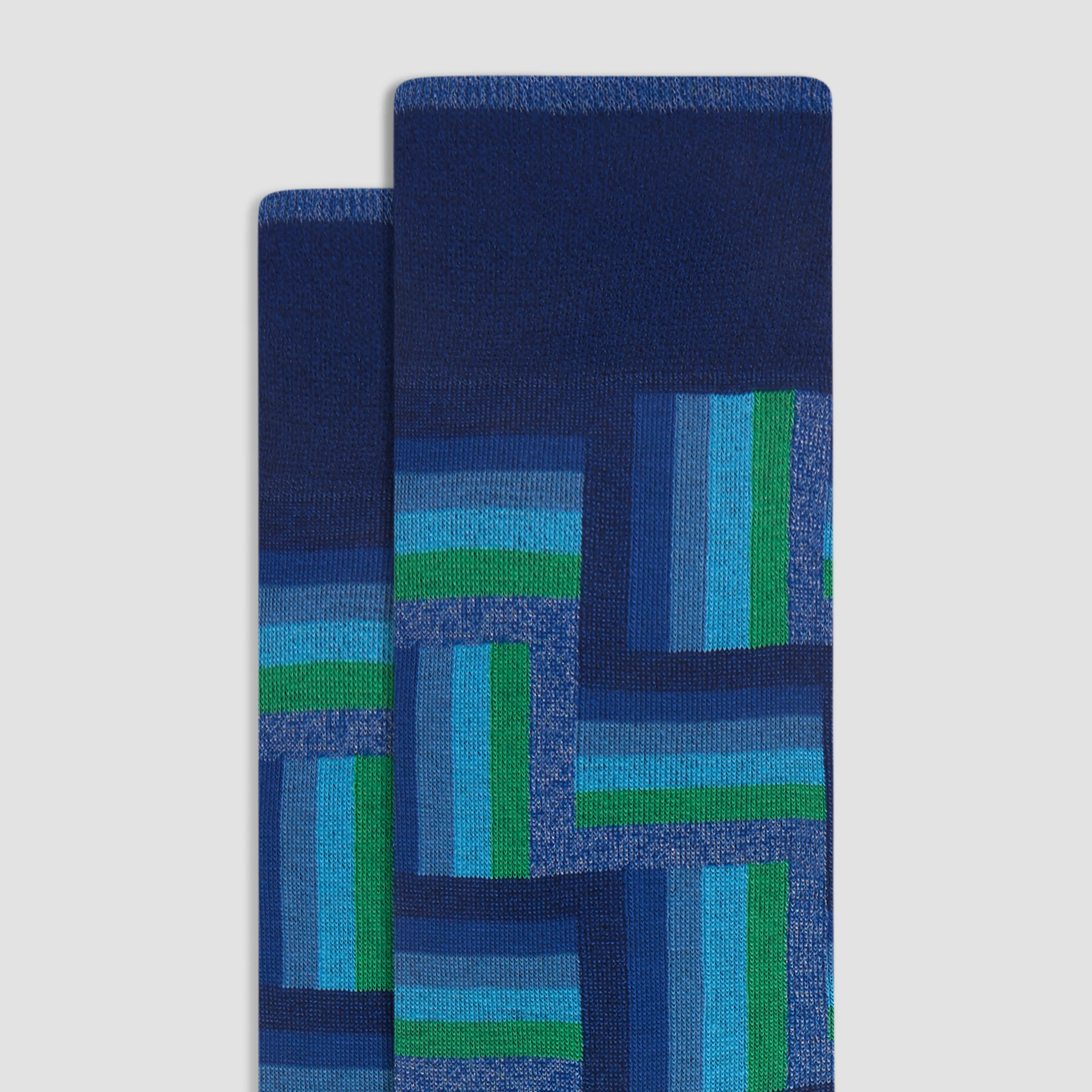 Check-Stripe Mid-Calf Socks