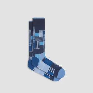 Check-Stripe Mid-Calf Socks
