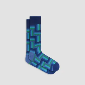 Check-Stripe Mid-Calf Socks