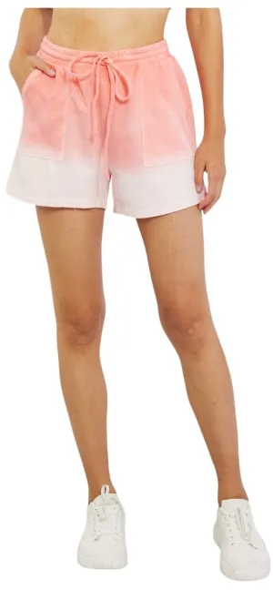 Chic Chroma: Coral High-Waisted Dip Dye Shorts