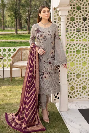 Chiffon Grey Salwar Kameez with Embroidery Work #PF386