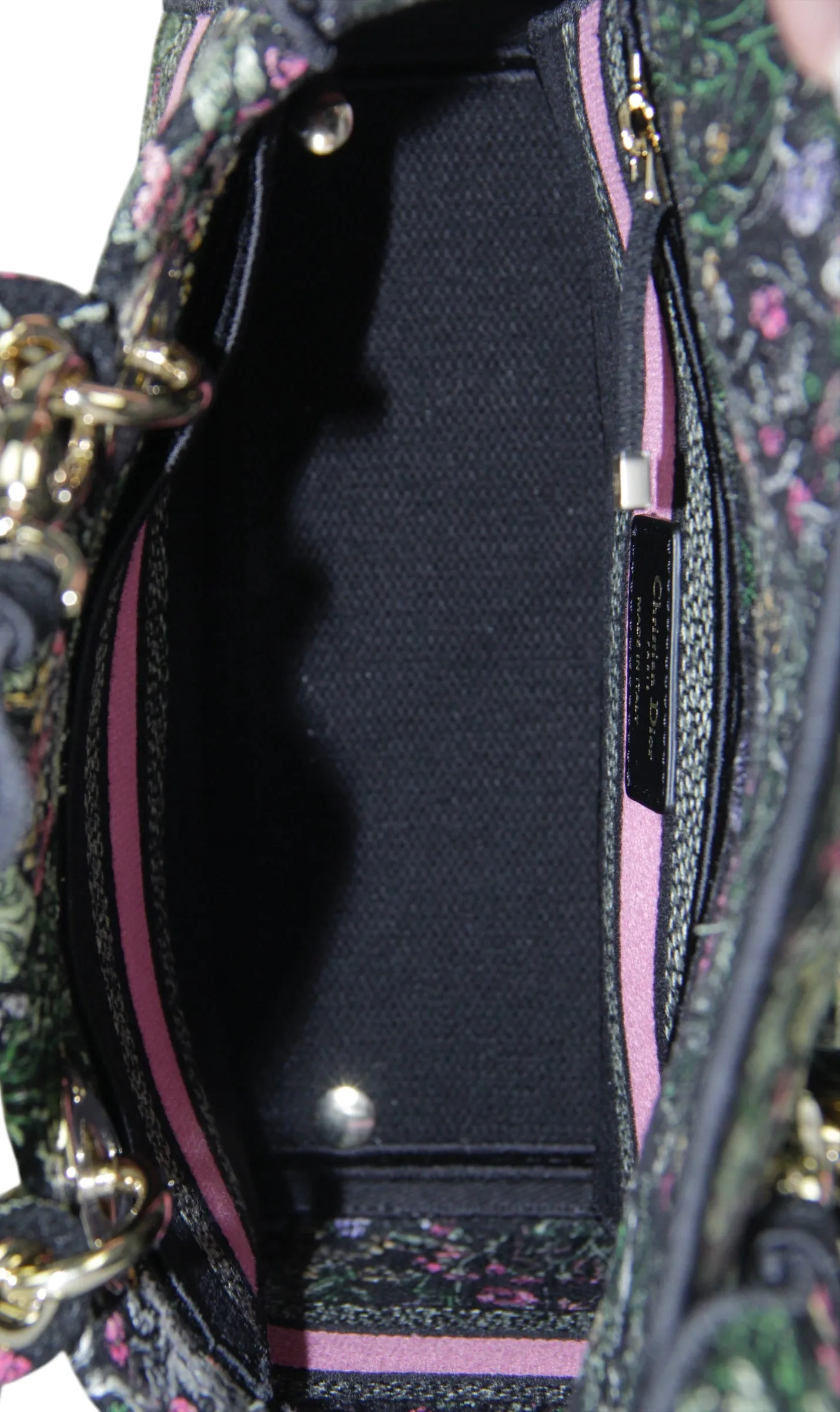 Christian Dior Floral Embroidered Canvas Medium Lady D-Lite