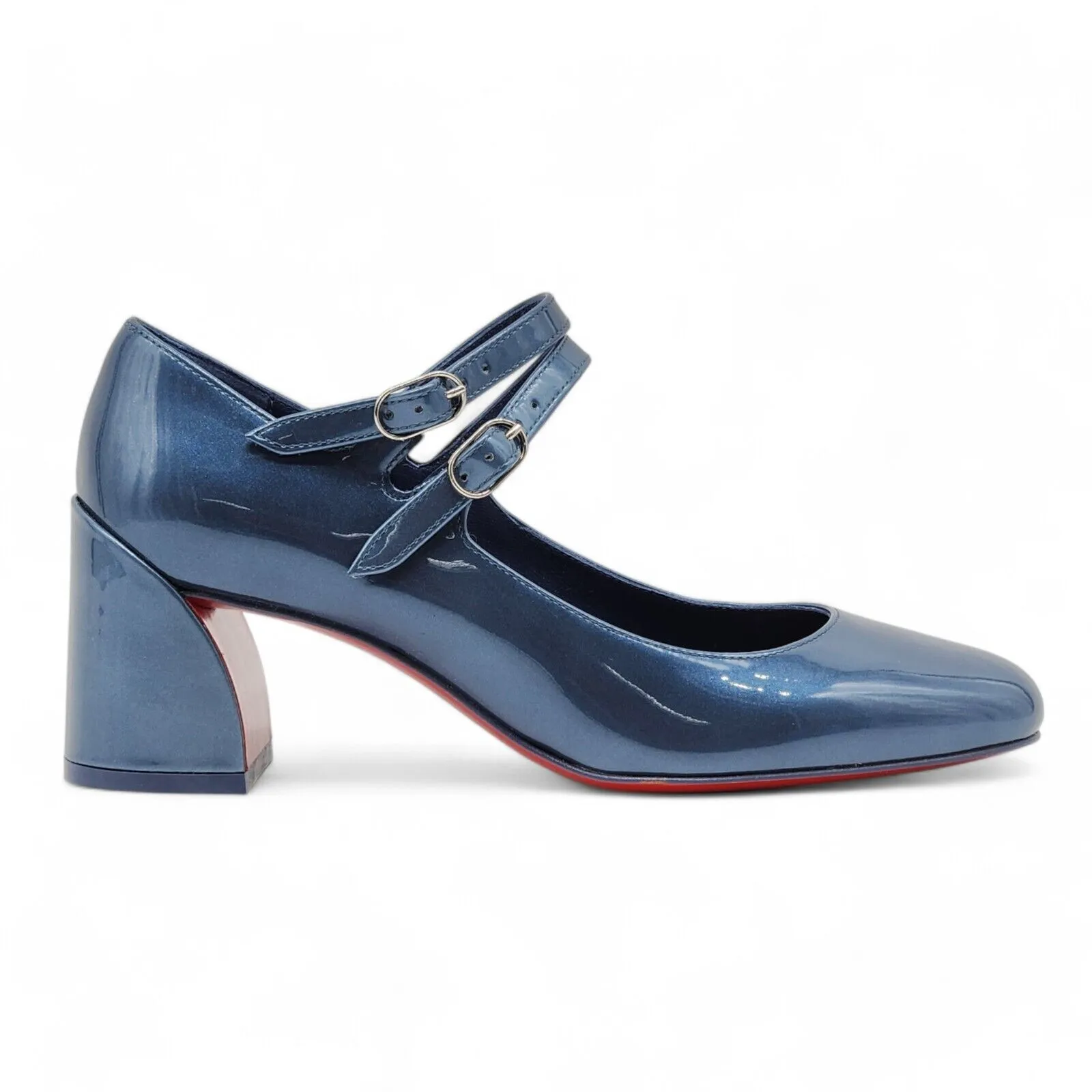 Christian Louboutin Miss Jane Pumps 55mm - Leather - Blue - 36.5