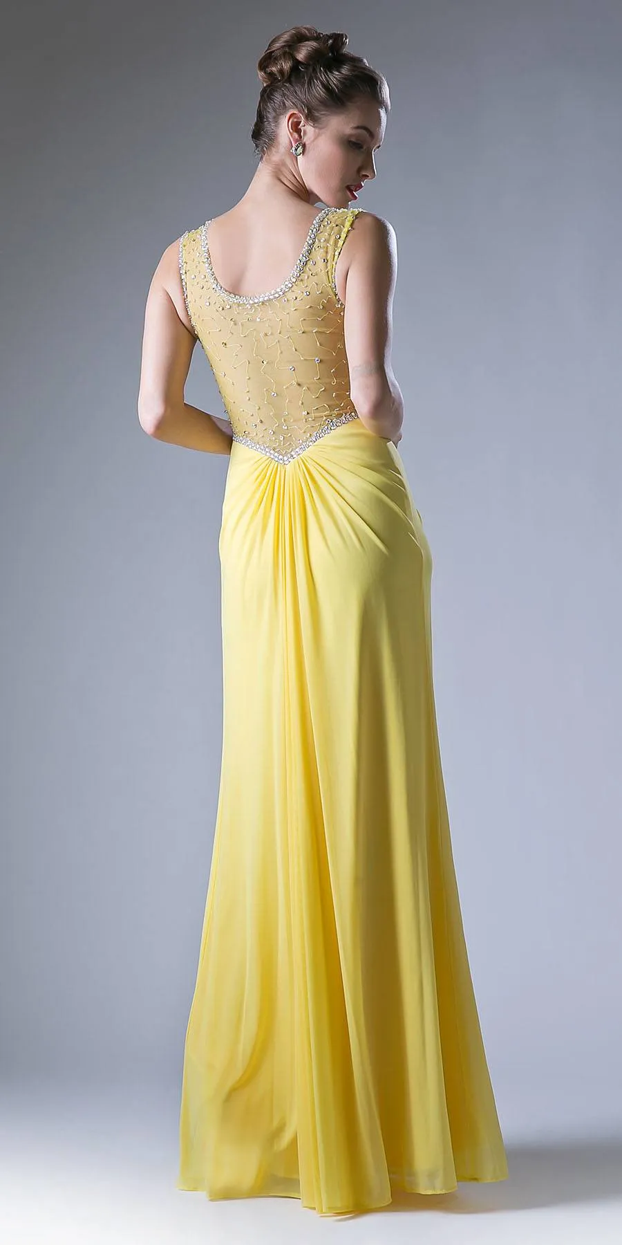 Cinderella Divine XP13 Illusion Ruched Bodice Long Dress