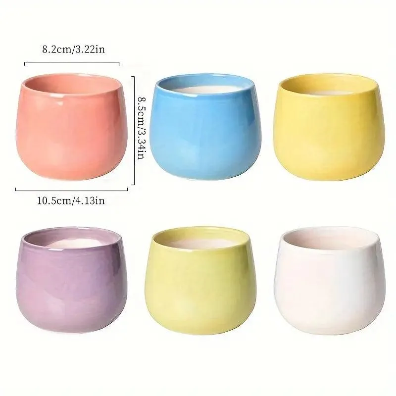 Classic Ceramic Macaron Plant Pots with Drainage Holes