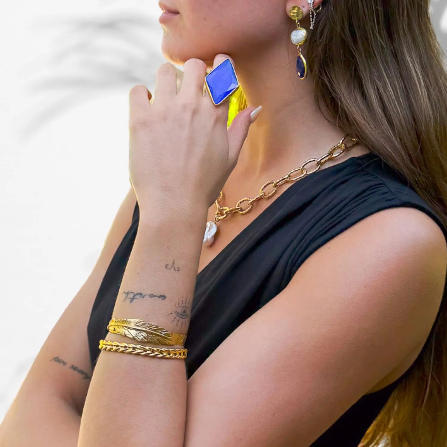 Cleopatra Leaf Gold Cuff Bracelet