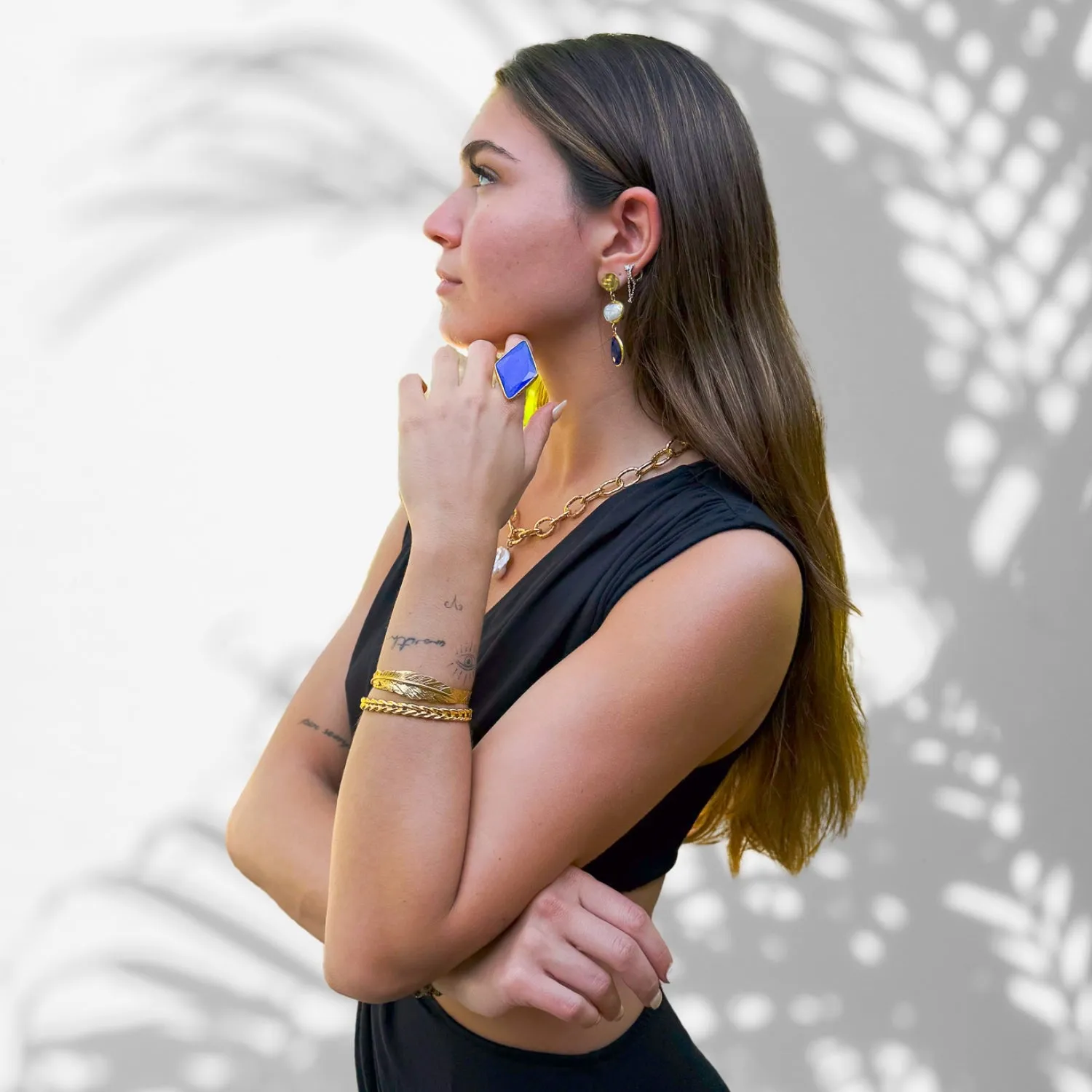 Cleopatra Leaf Gold Cuff Bracelet