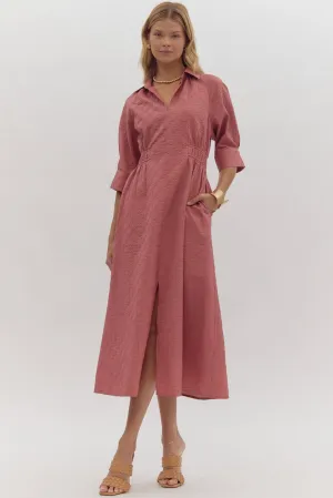 Collared Midi Dress {Slate Rose}