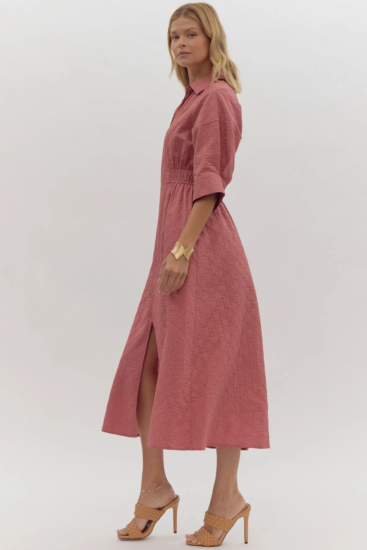 Collared Midi Dress {Slate Rose}