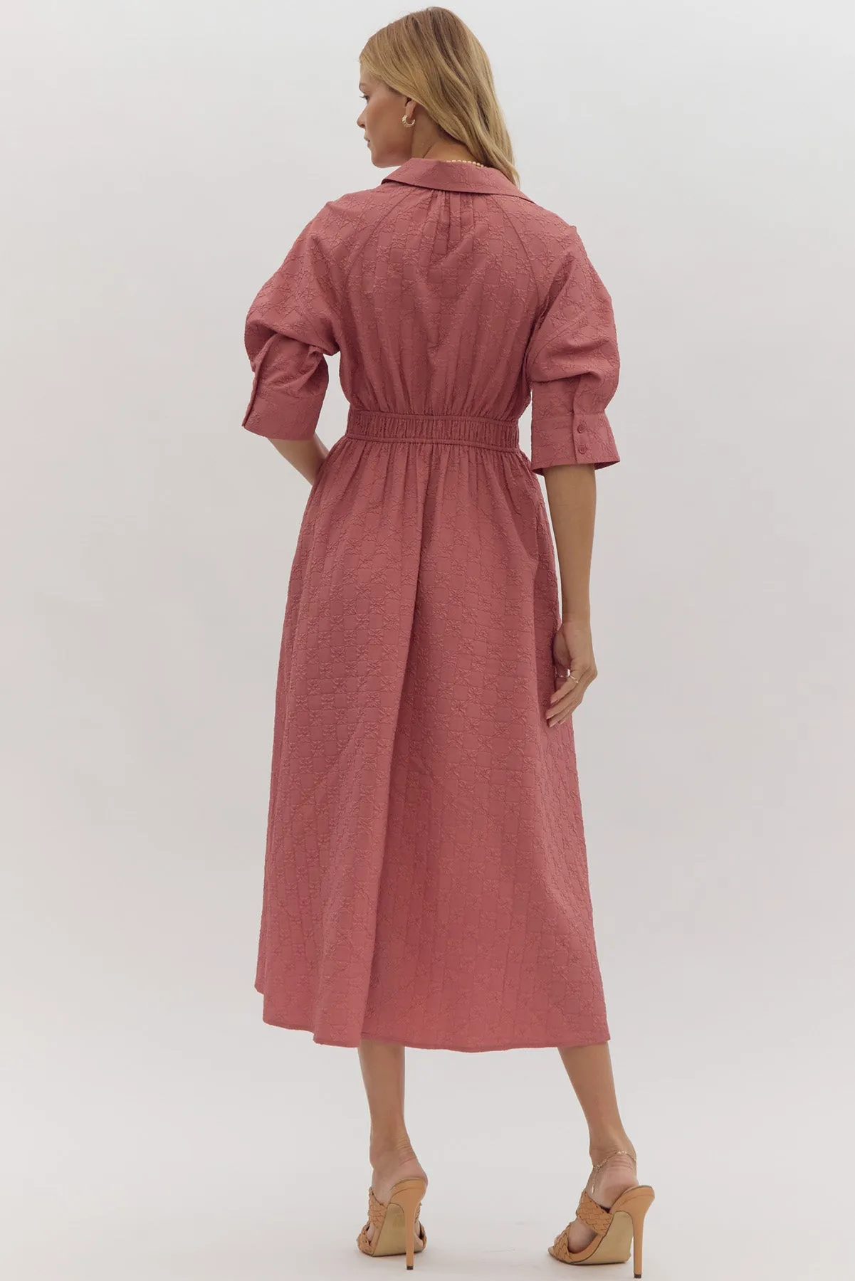 Collared Midi Dress {Slate Rose}