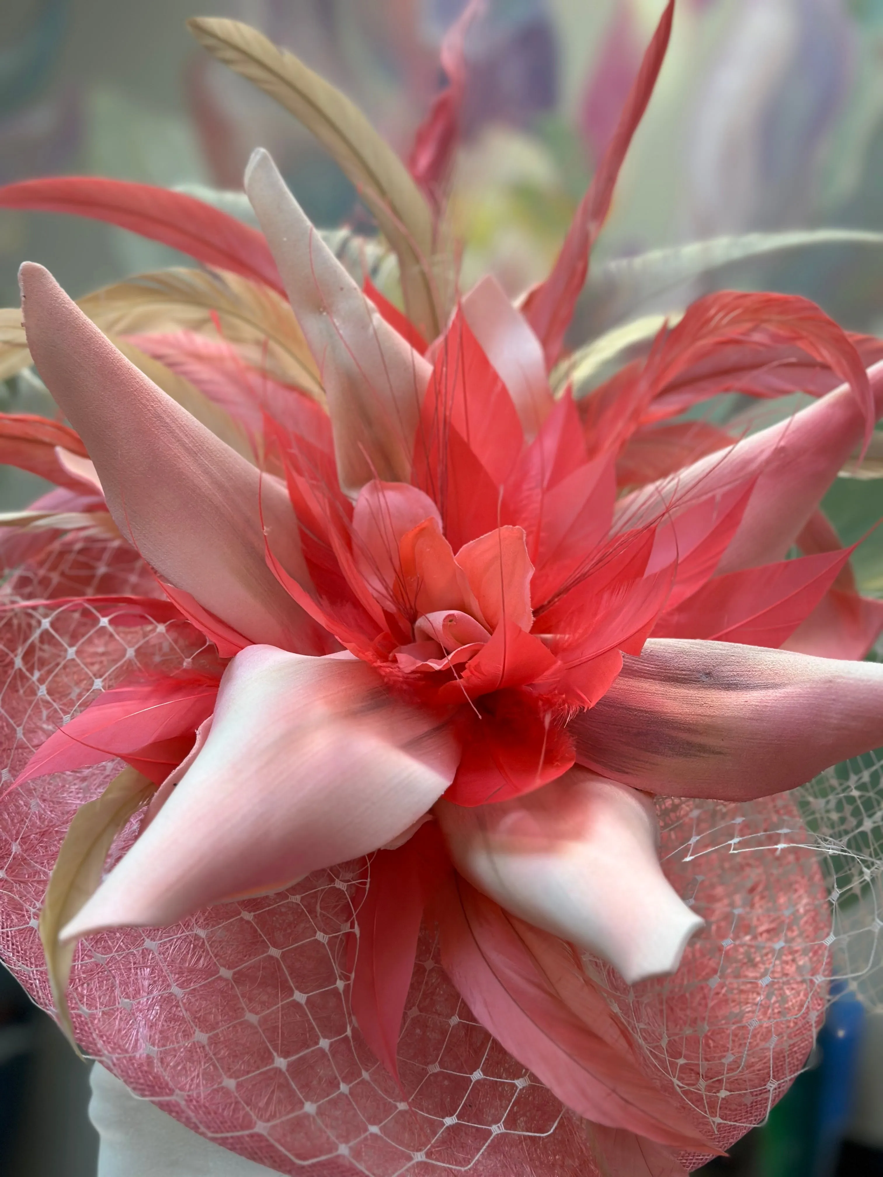 Coral Drama Fascinator