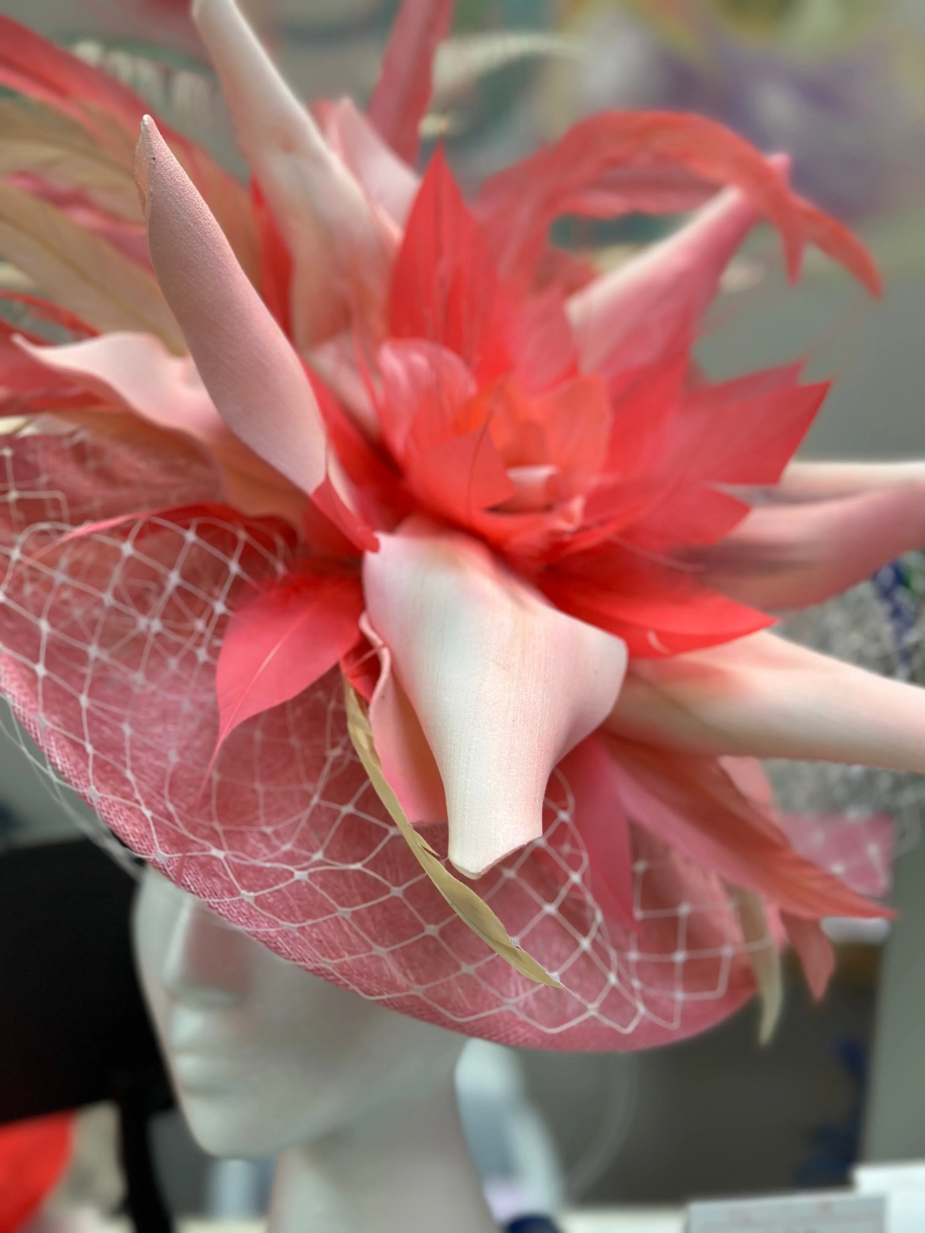 Coral Drama Fascinator