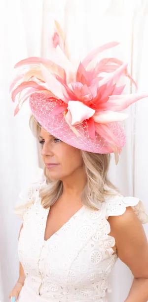 Coral Drama Fascinator