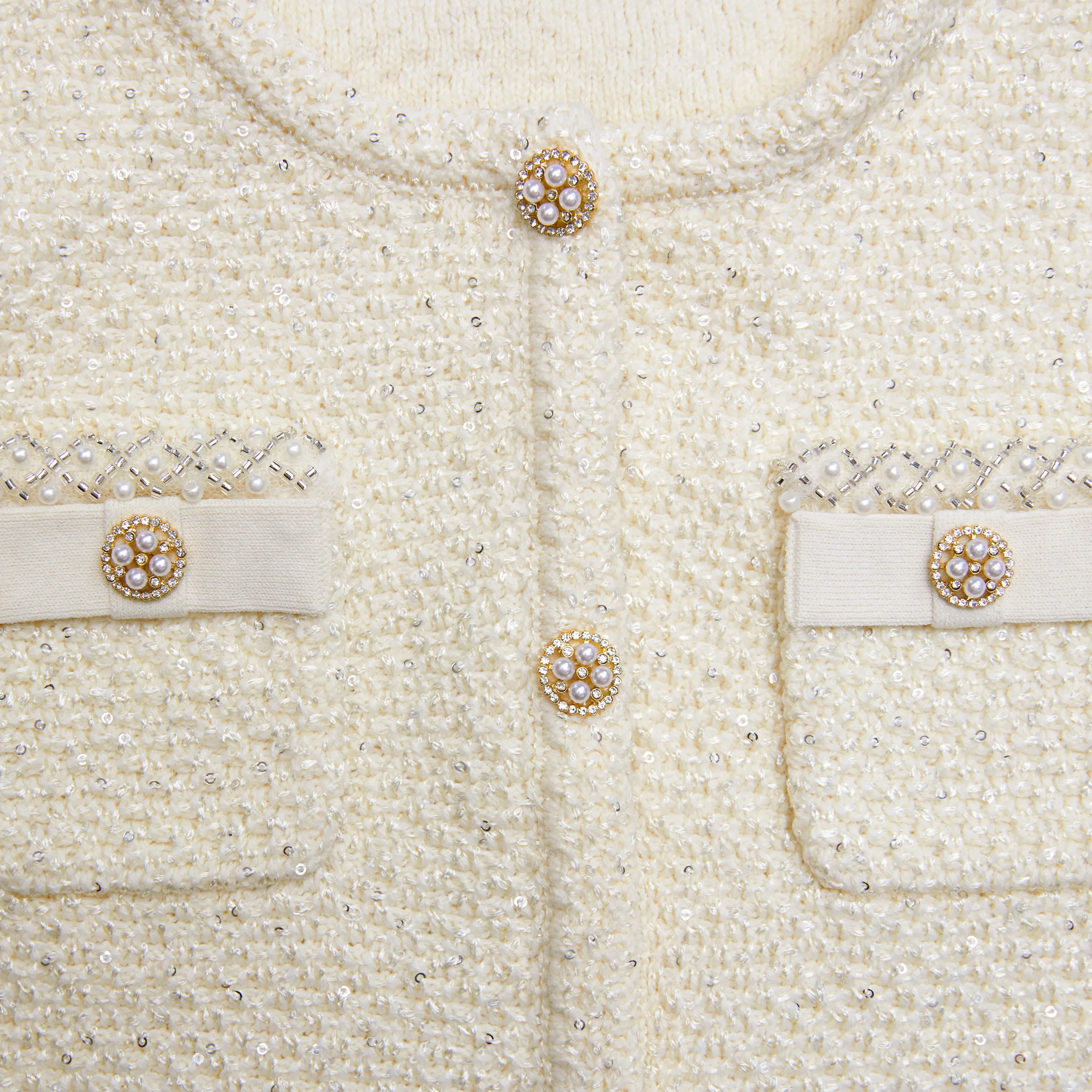 CREAM SEQUIN CARDIGAN