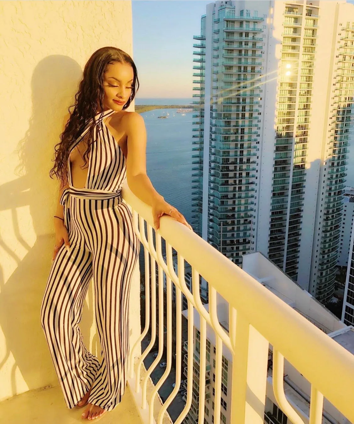 Criss-cross Stripped Jumpsuit