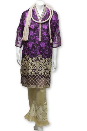 D11 Pakistani Indian Women Embroidered Organza Formal Dress