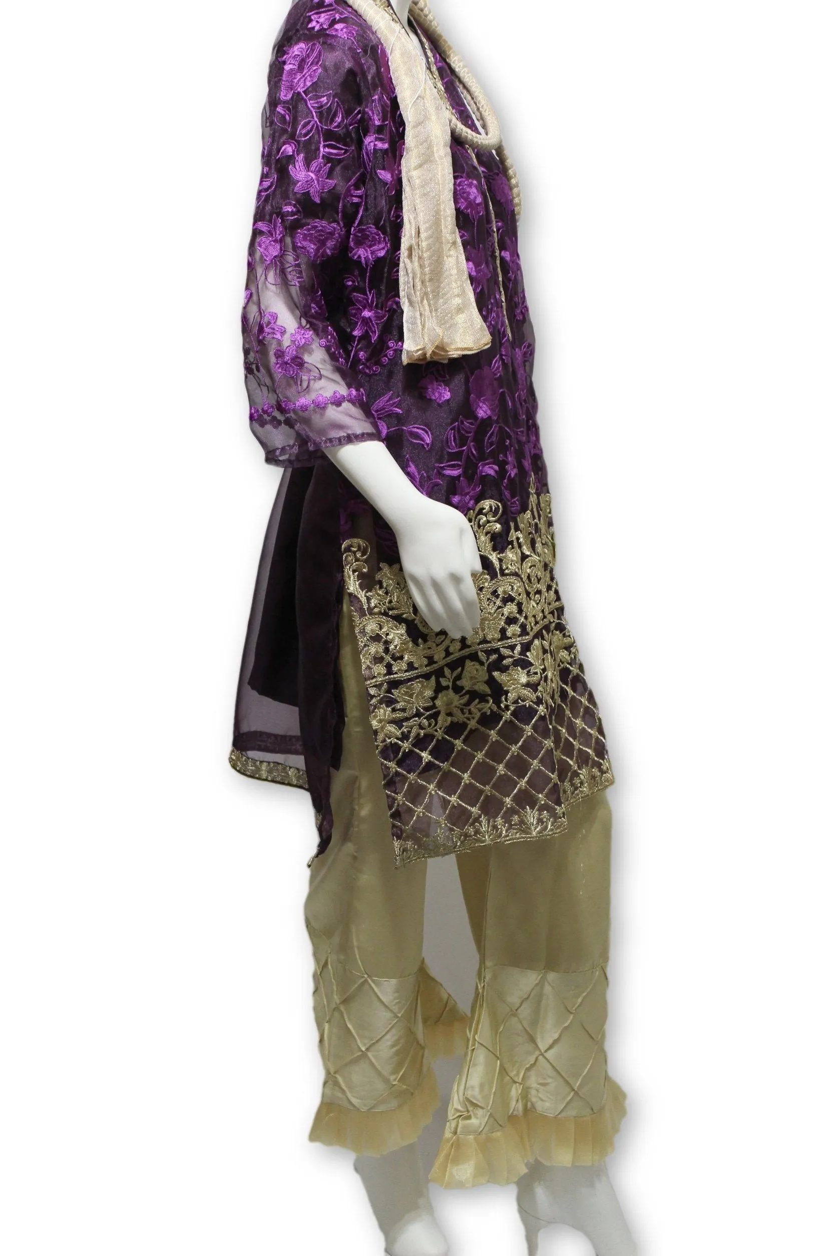 D11 Pakistani Indian Women Embroidered Organza Formal Dress