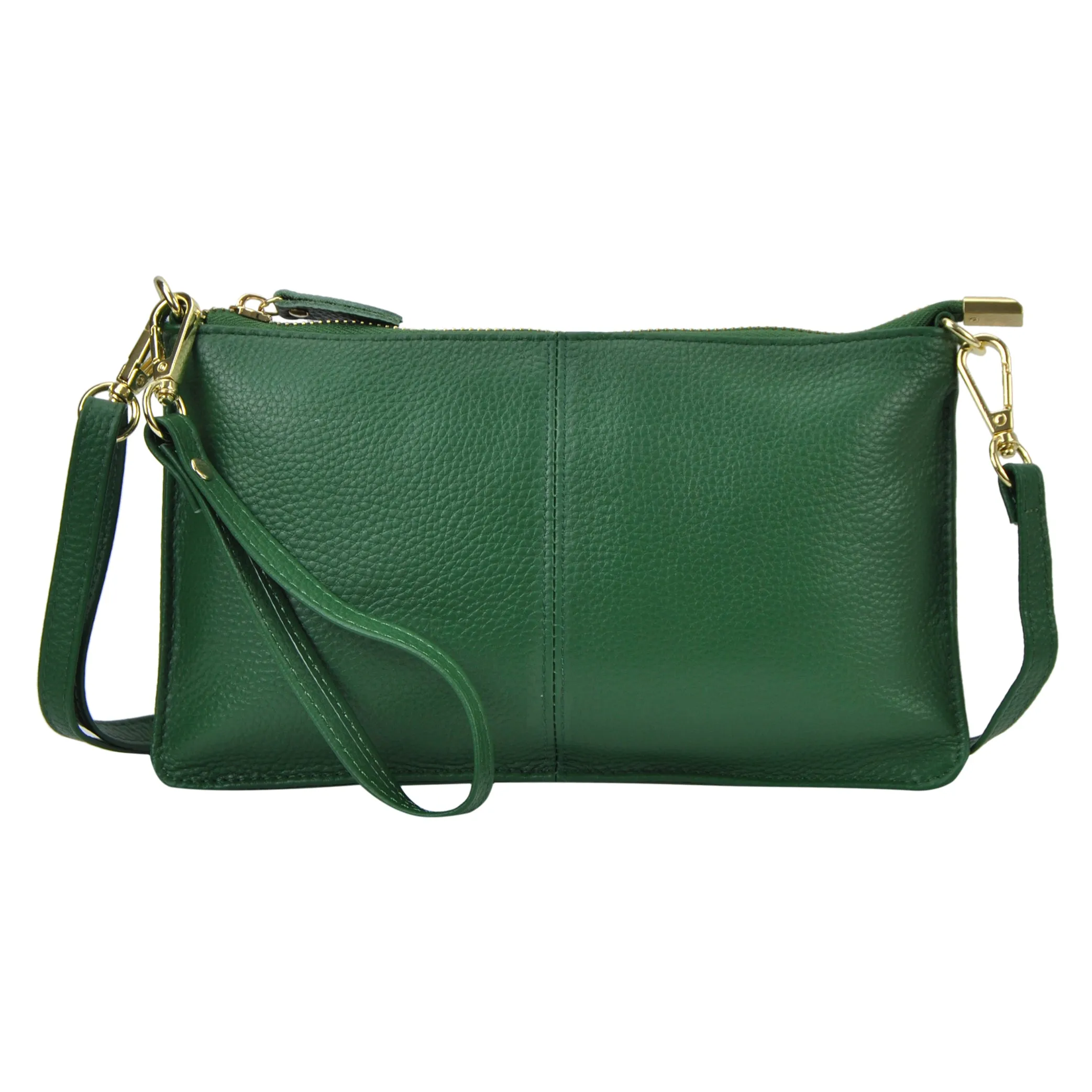 Dark Green NGIL Genuine Leather Wristlet Crossbody Bag