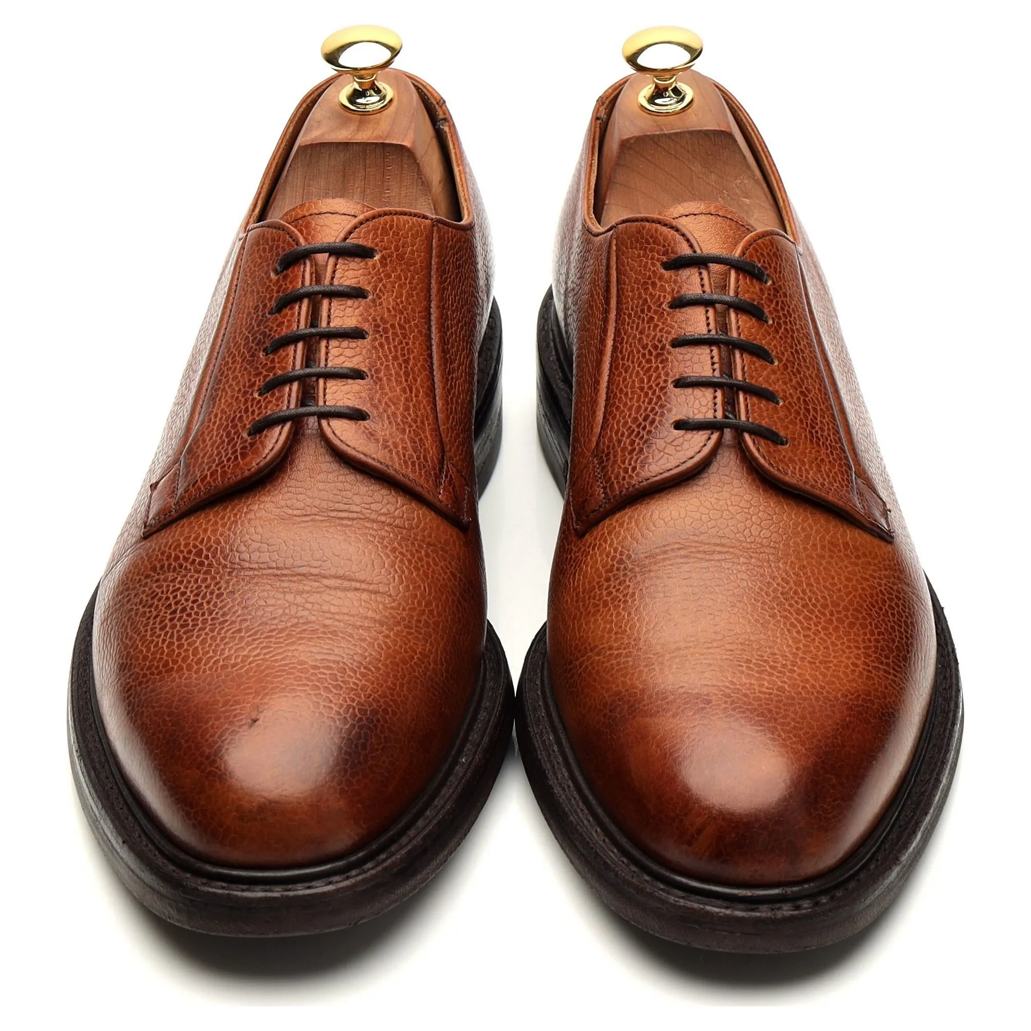 'Deal' Tan Brown Grain Leather Derby UK 10 F