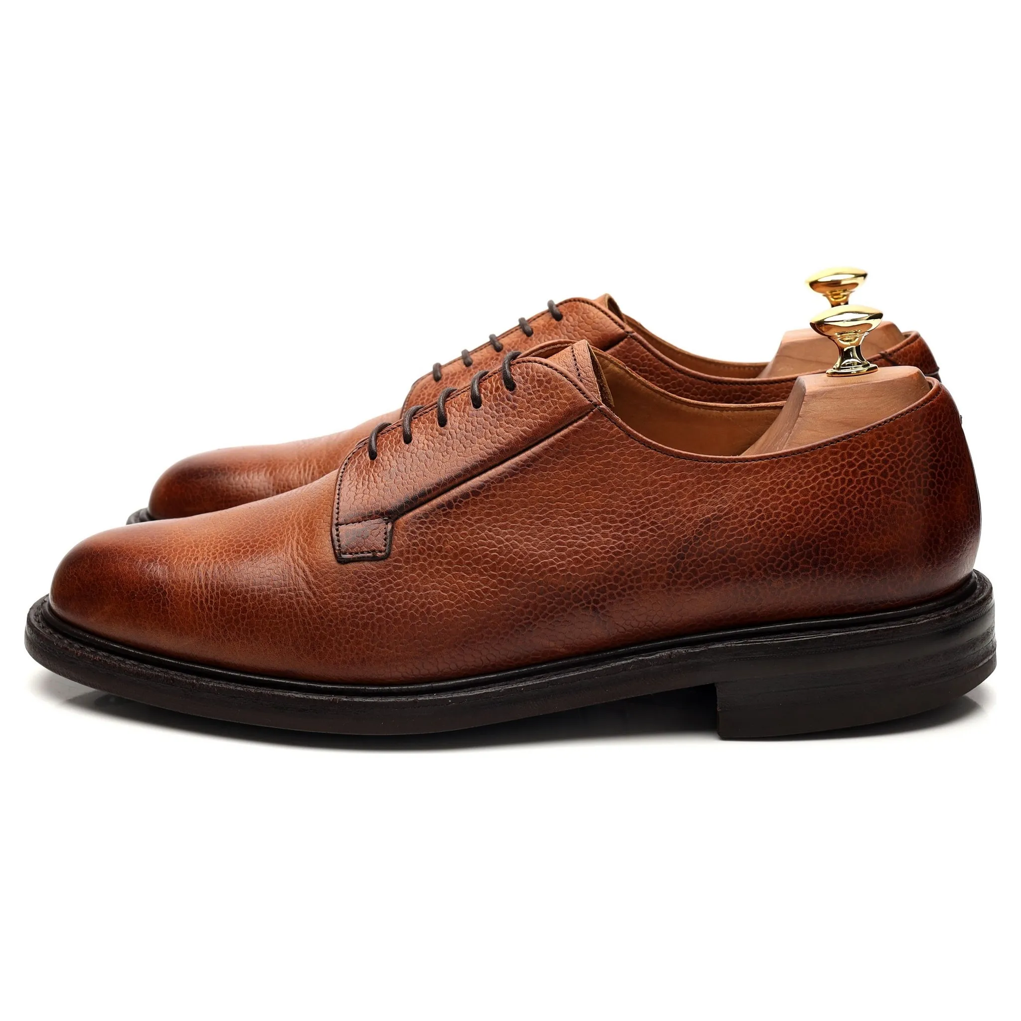 'Deal' Tan Brown Grain Leather Derby UK 10 F