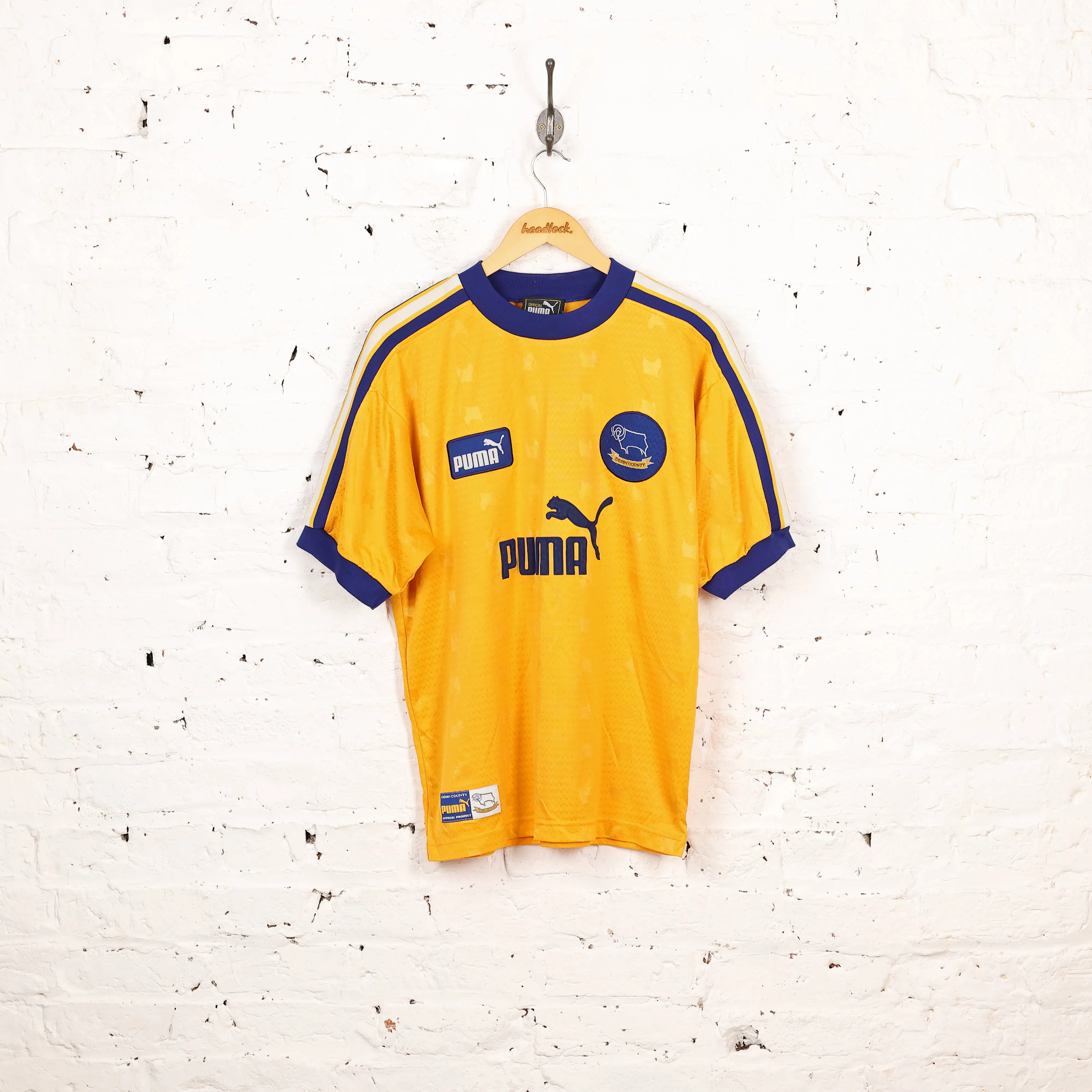 Derby County 1998 Puma Away Football Shirt - Yellow - M