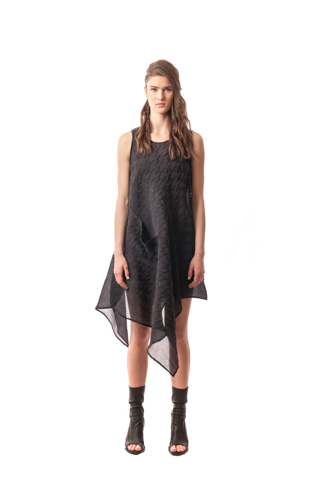 Diamante Origami Dress Crinkle Silk Organza