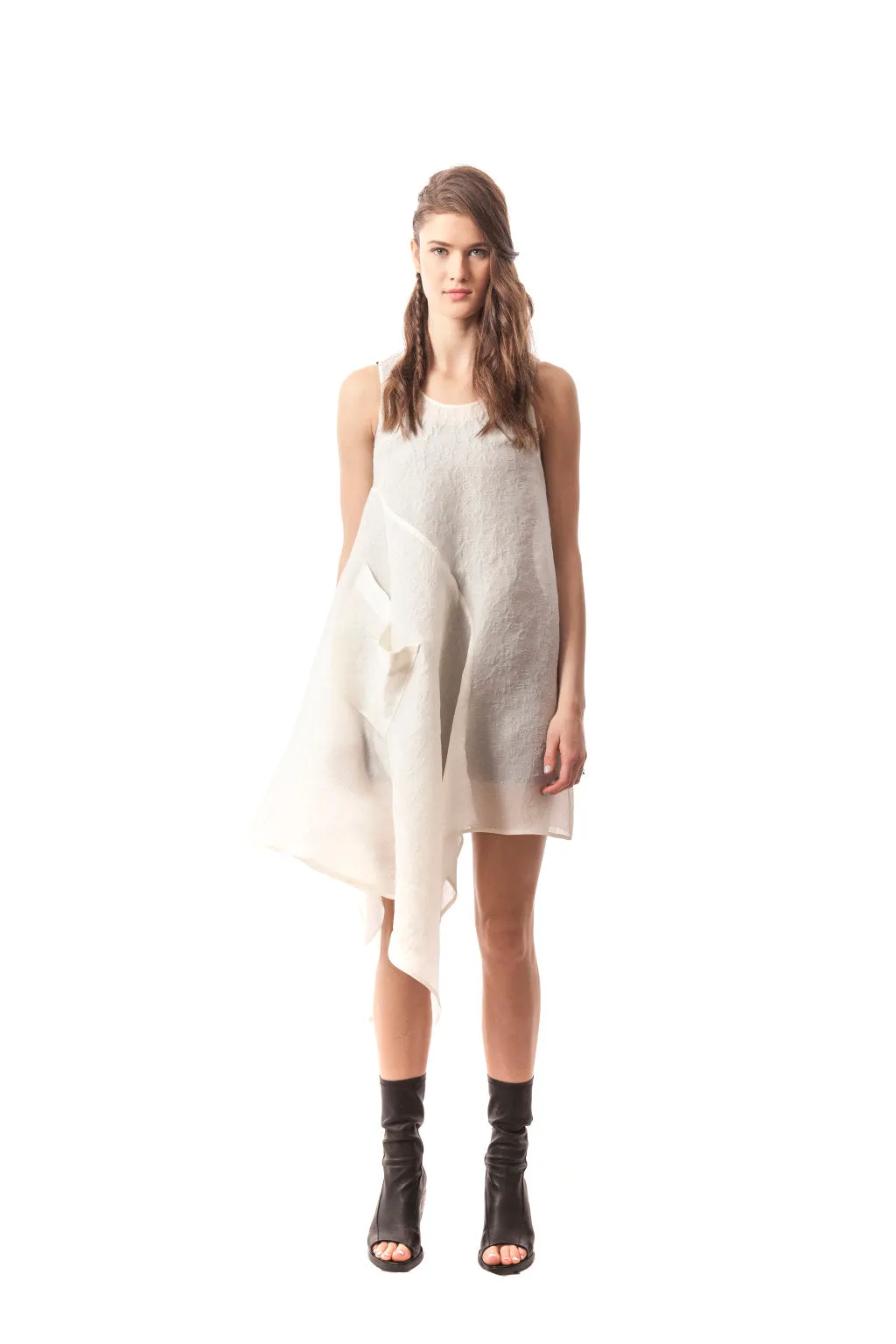 Diamante Origami Dress Crinkle Silk Organza