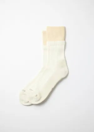 Double Layer Crew Socks - Off White