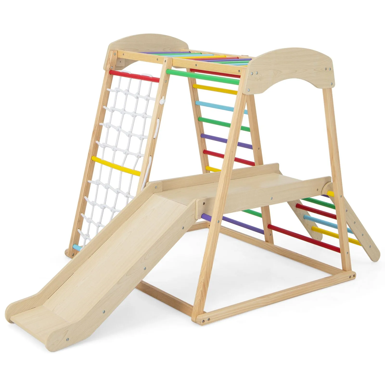 Eco Conscious Wooden 6-in-1 Indoor Jungle Gym | Kids Playground Climber | Slide | 12m 