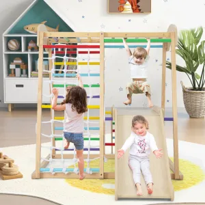 Eco Conscious Wooden 6-in-1 Indoor Jungle Gym | Kids Playground Climber | Slide | 12m 