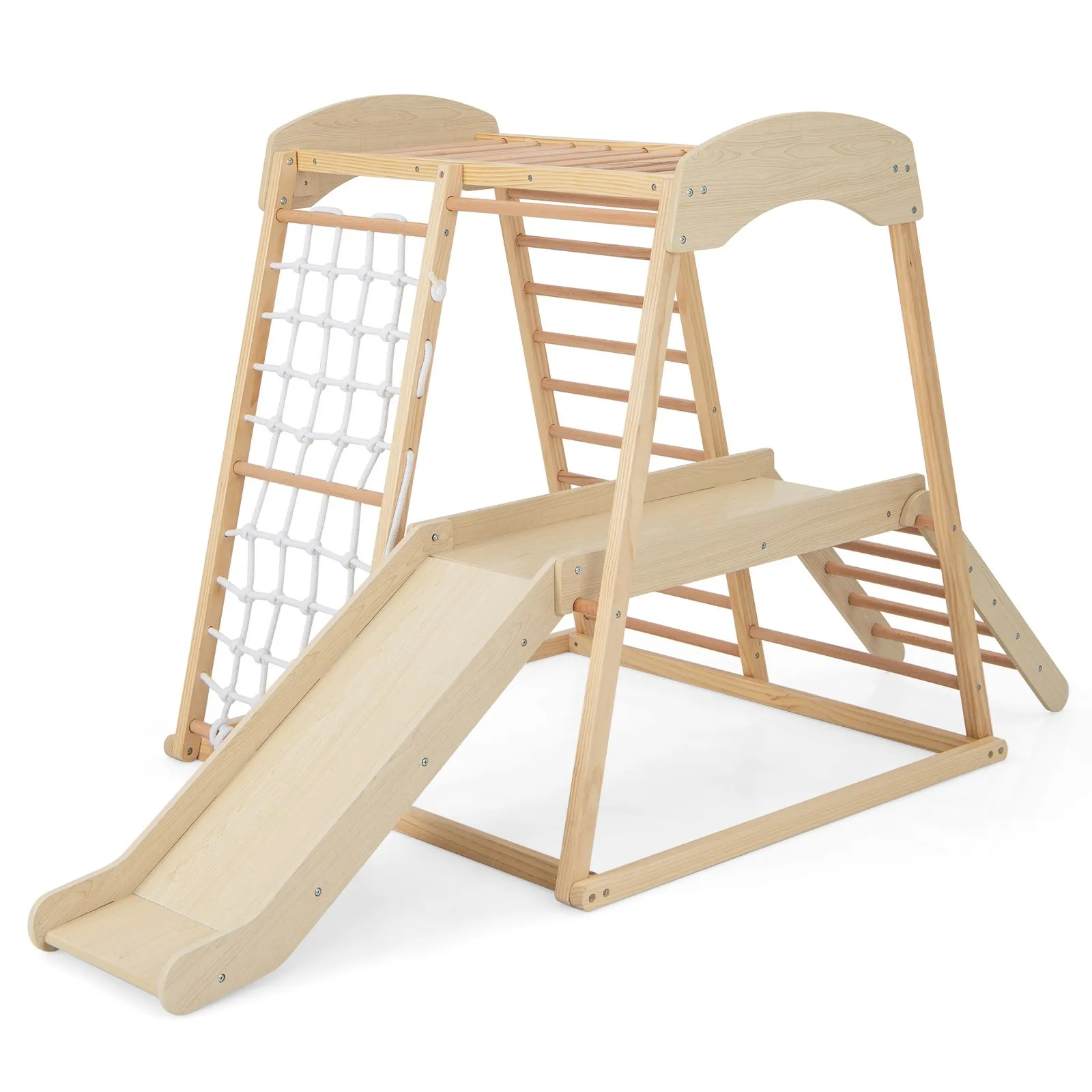 Eco Conscious Wooden 6-in-1 Indoor Jungle Gym | Kids Playground Climber | Slide | 12m 