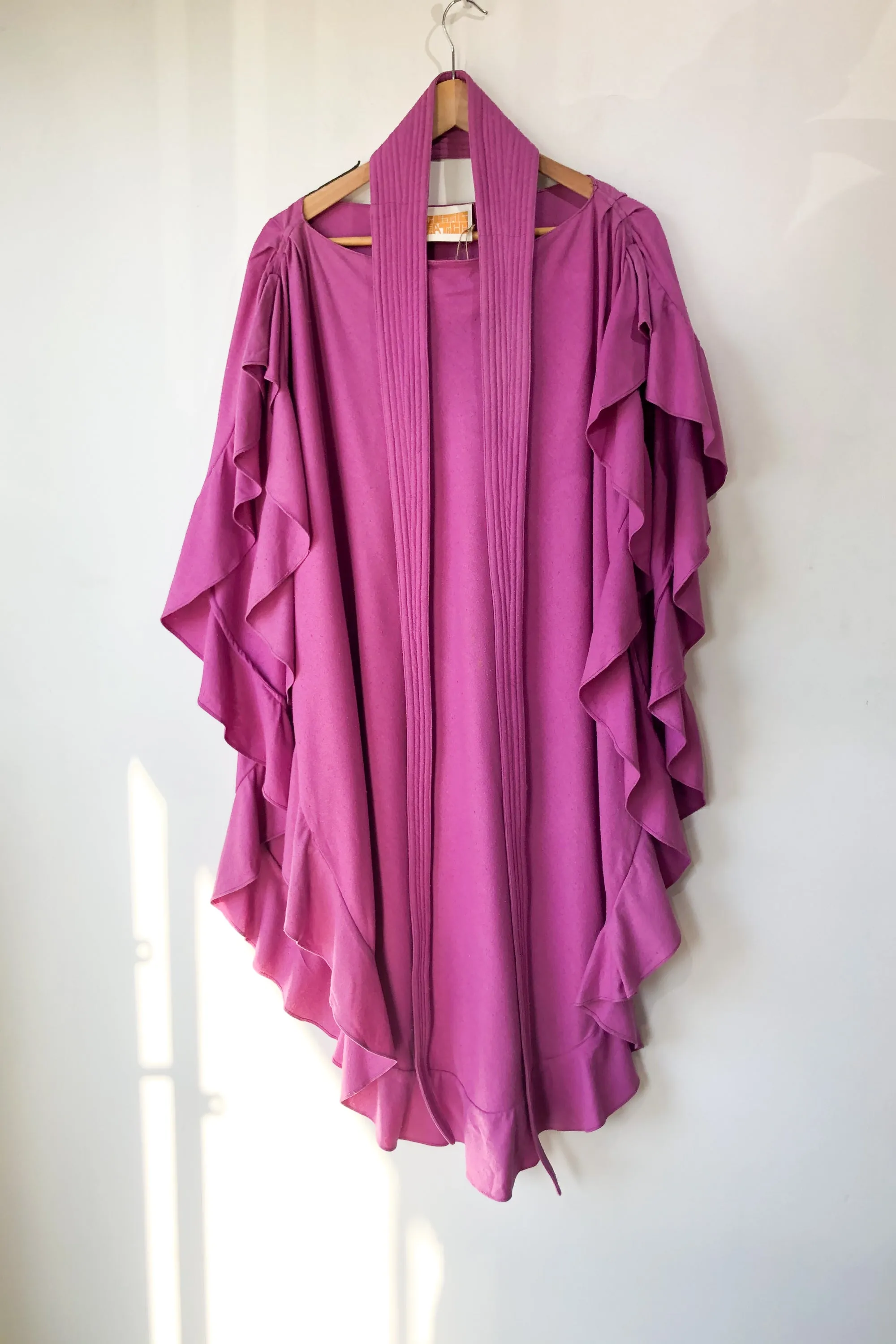 Electric Feathers Fuchsia Ruffle Silk Caftan