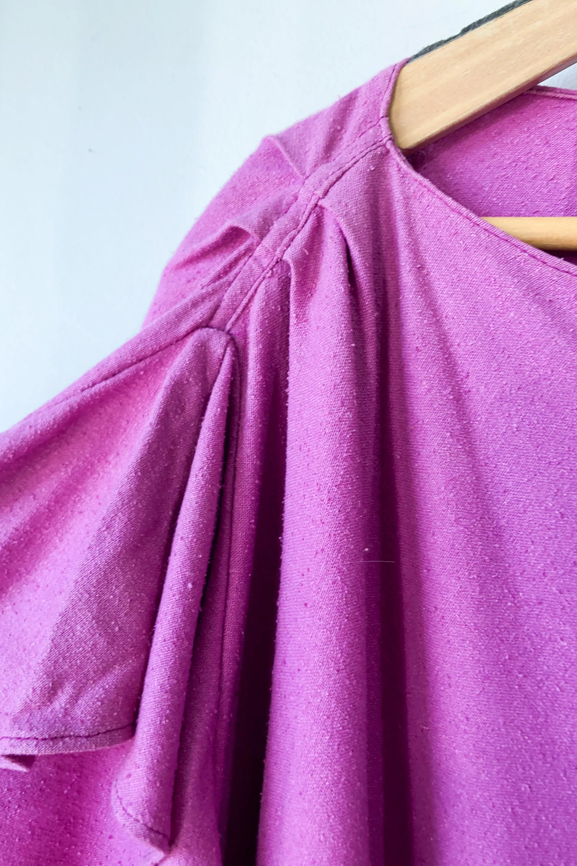 Electric Feathers Fuchsia Ruffle Silk Caftan