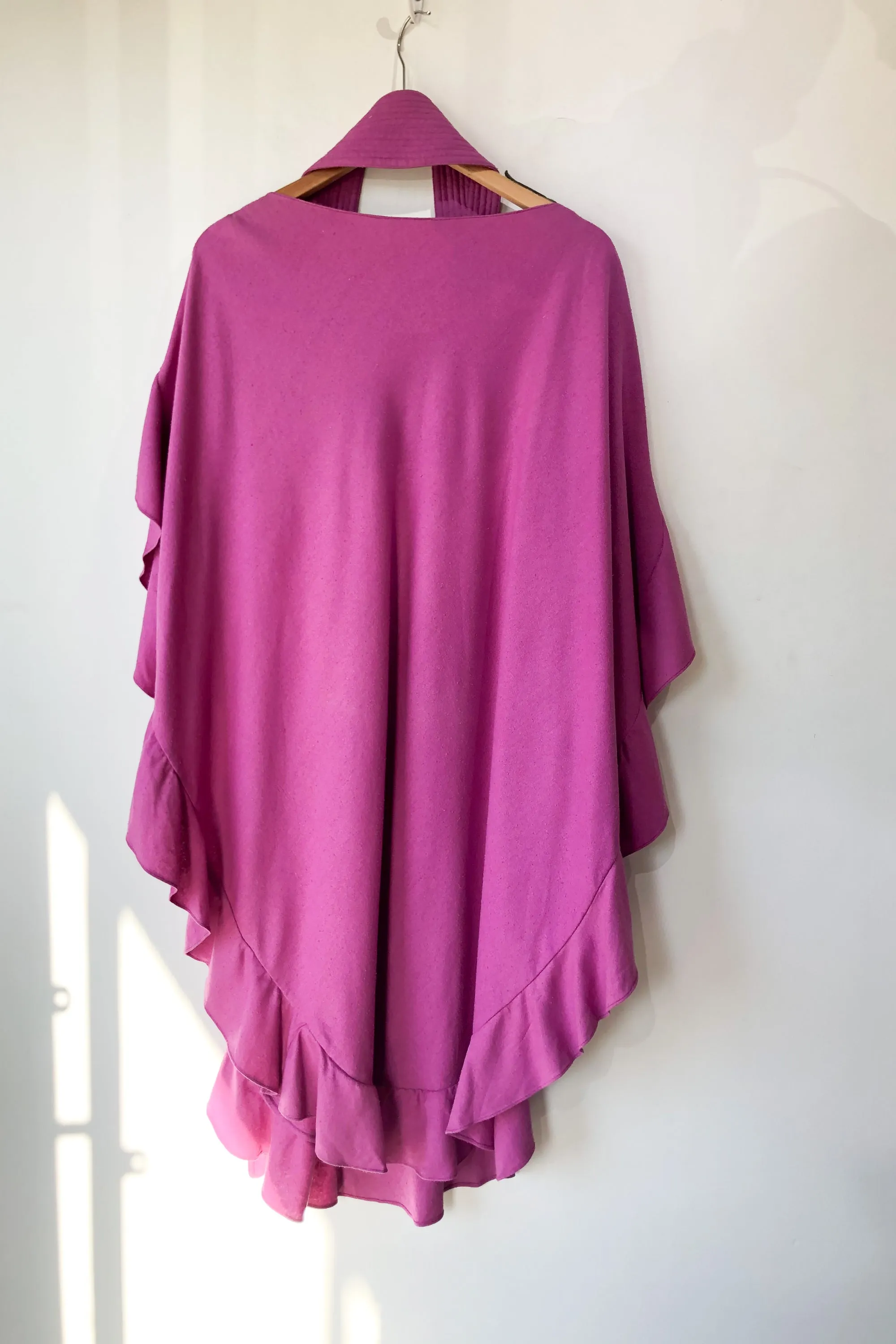 Electric Feathers Fuchsia Ruffle Silk Caftan