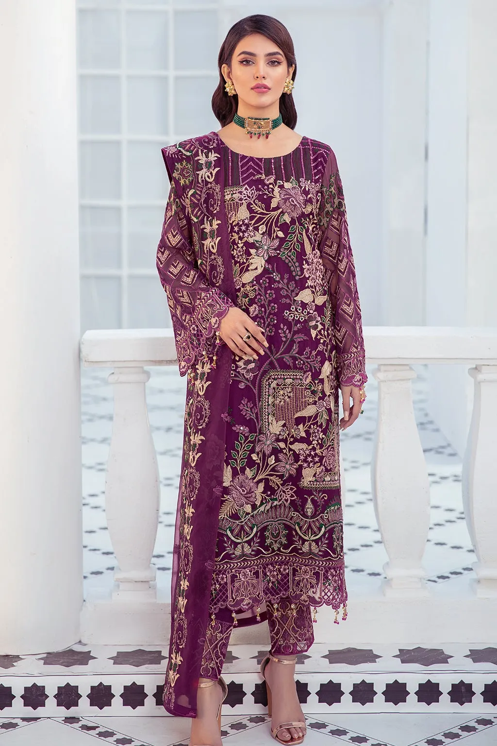 Elegant Designer Kameez Salwar in Purple Shade #PF371