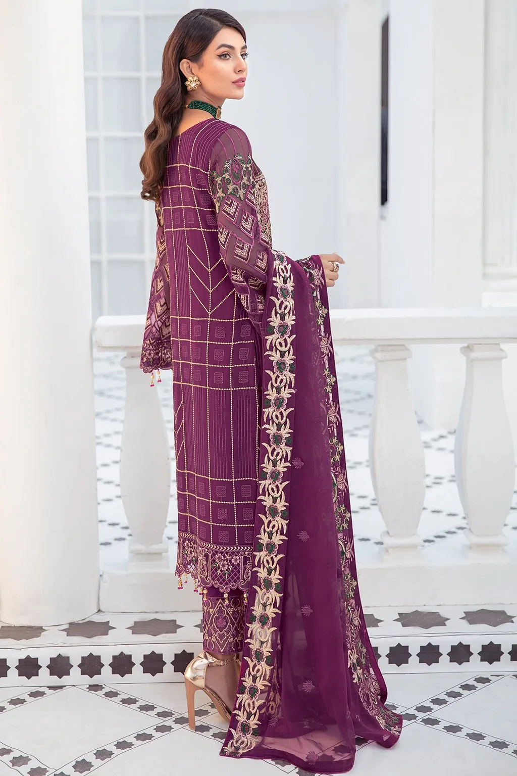 Elegant Designer Kameez Salwar in Purple Shade #PF371