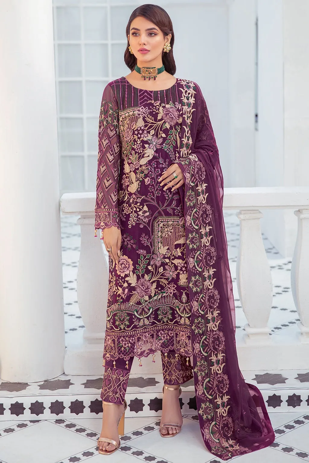 Elegant Designer Kameez Salwar in Purple Shade #PF371