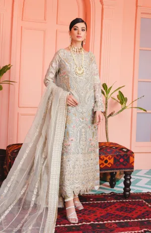 Elegant Fancy Dress Pakistani in Silver Shade #PF377